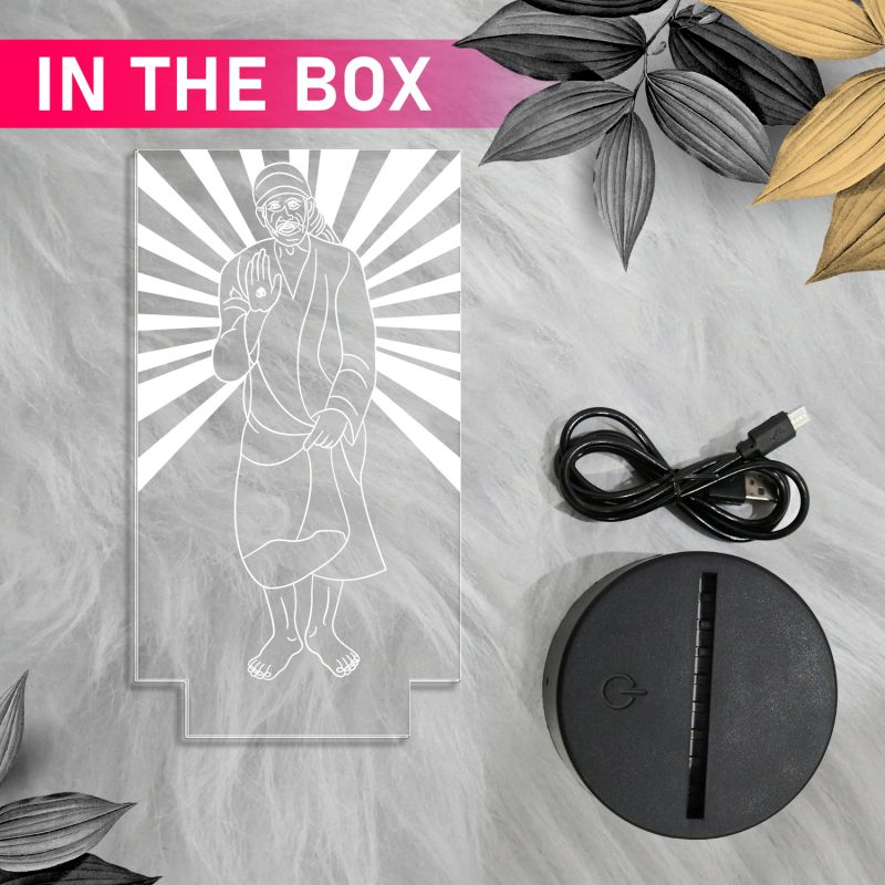 Sai Baba Design Night Lamp with warm white light